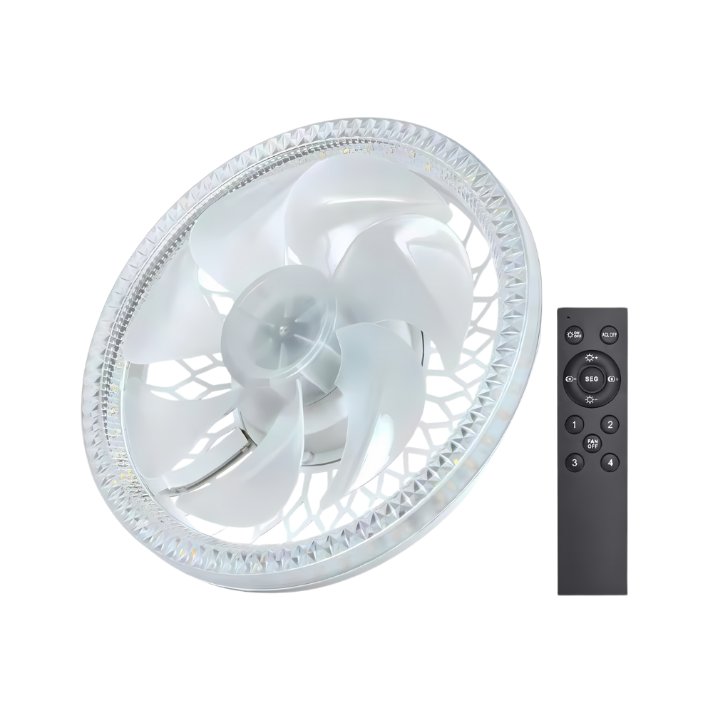 Aesthetic Ceiling Fan With Light And Remote -White - Ozerty