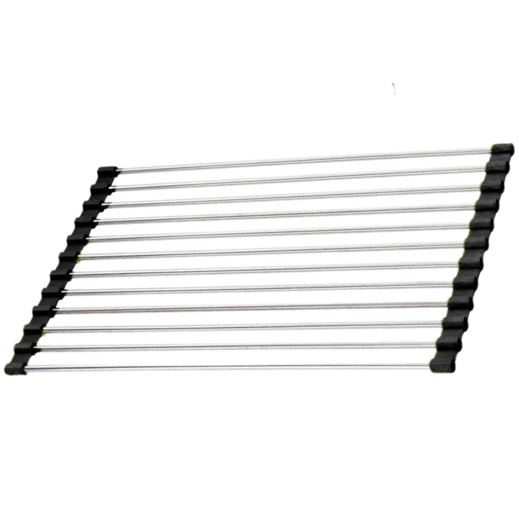 Roll-up stainless steel drainer for dishes and food