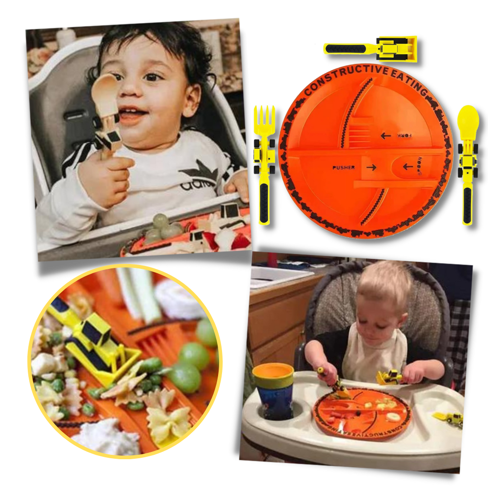  Creative Constructive Eating Plate and Utensils Set   - Ozerty